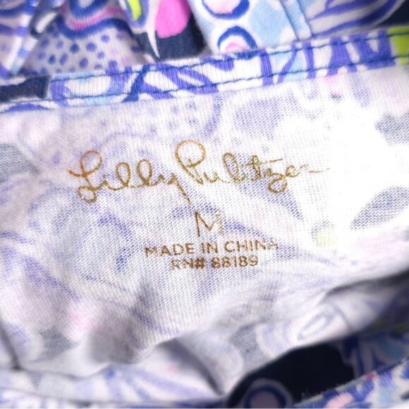 Lilly Pulitzer Short Sleeve Bay Dress Iris Blue Namastay In The Jungle MEDIUM - Picture 8 of 13